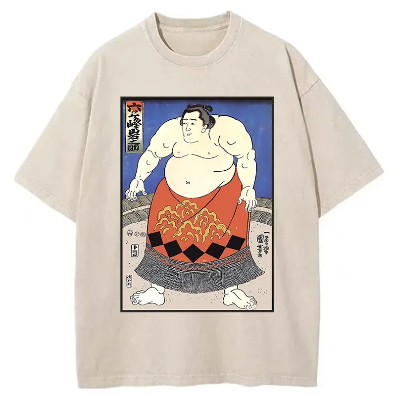 Tokyo-Tiger Retro Sumo Wrestler Washed T-Shirt