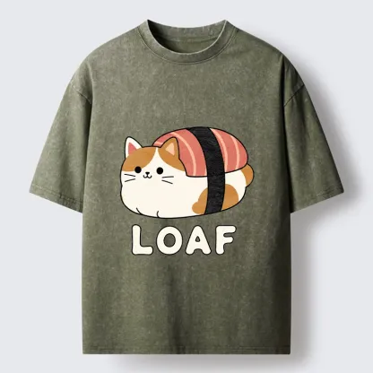 Tokyo-Tiger Cute Tuna Sushi Kitty Loaf Art Washed T-Shirt
