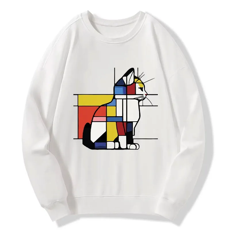 Tokyo-Tiger Geometric Cat Art In Primary Colors Classic Sweatshirt Sale