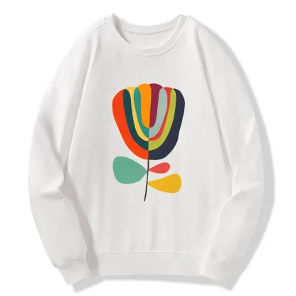 Tokyo-Tiger Colorful Flower Minimalist Print Classic Sweatshirt