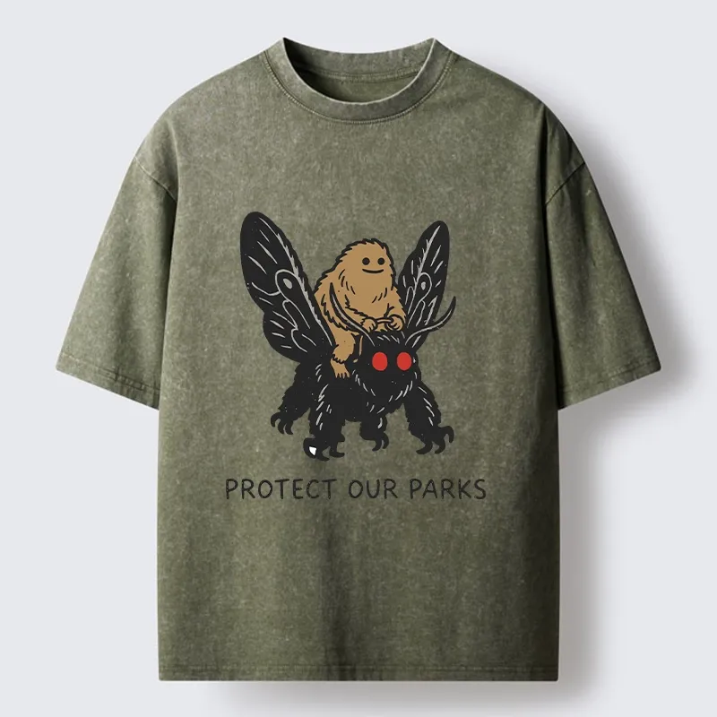 Tokyo-Tiger Bigfoot Ride Moth Protect Parks Washed T-Shirt