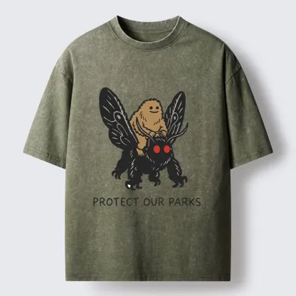 Tokyo-Tiger Bigfoot Ride Moth Protect Parks Washed T-Shirt