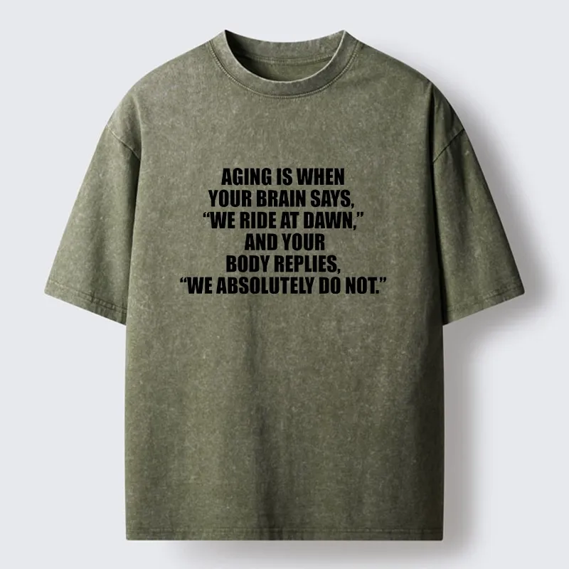 Tokyo-Tiger Funny Aging Brain Body Meme Washed T-Shirt