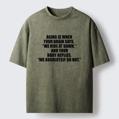 Tokyo-Tiger Funny Aging Brain Body Meme Washed T-Shirt