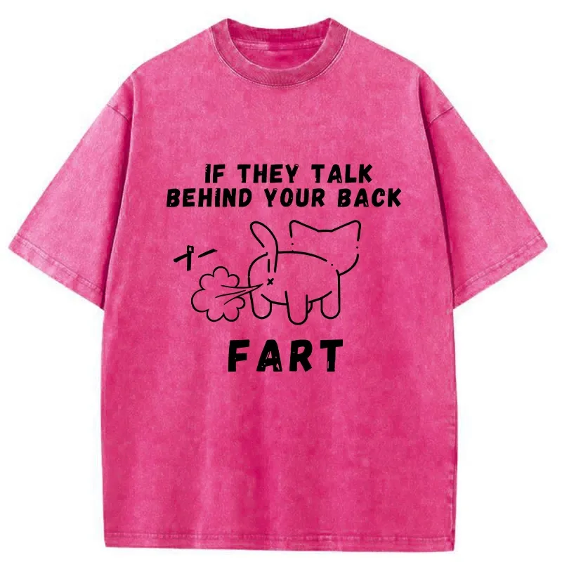 Tokyo-Tiger Funny Farting Cat Washed T-Shirt