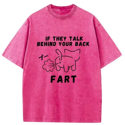 Tokyo-Tiger Funny Farting Cat Washed T-Shirt