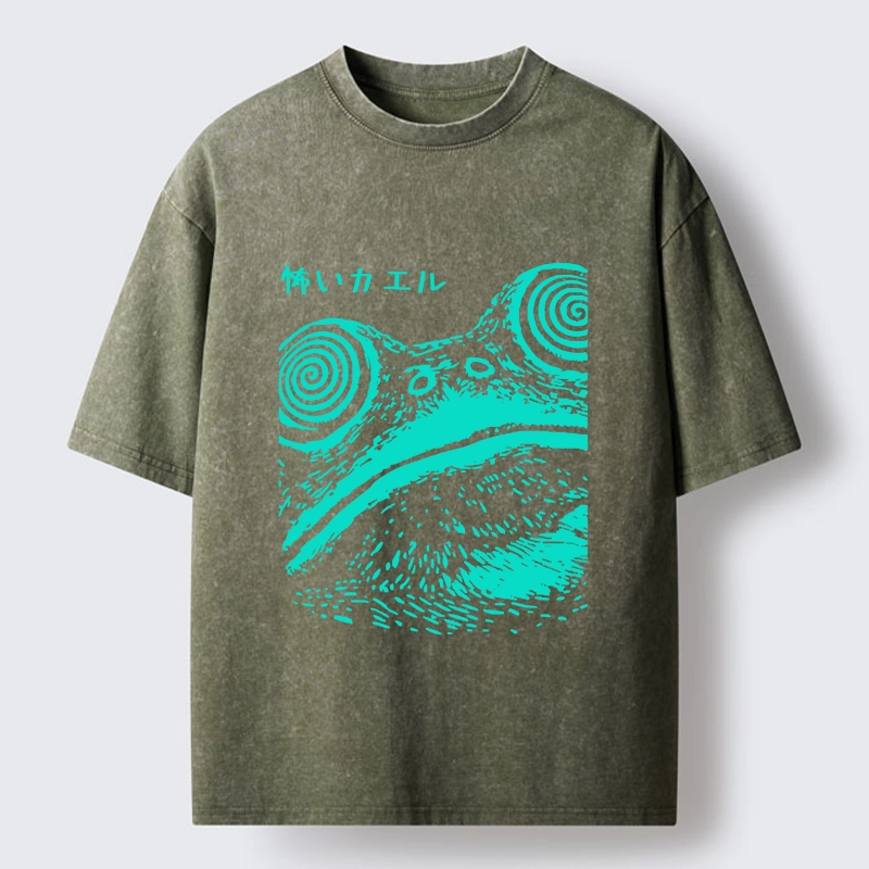 Tokyo-Tiger Spooky Japanese Frog Ukiyo Art Washed T-Shirt
