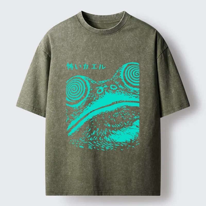Tokyo-Tiger Spooky Japanese Frog Ukiyo Art Washed T-Shirt