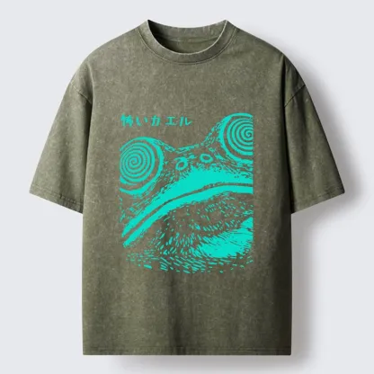 Tokyo-Tiger Spooky Japanese Frog Ukiyo Art Washed T-Shirt