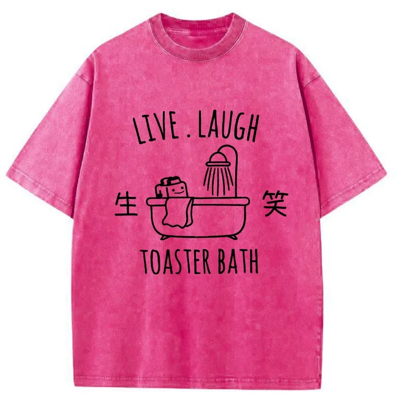 Tokyo-Tiger Live Laugh Toaster Bath Washed T-Shirt