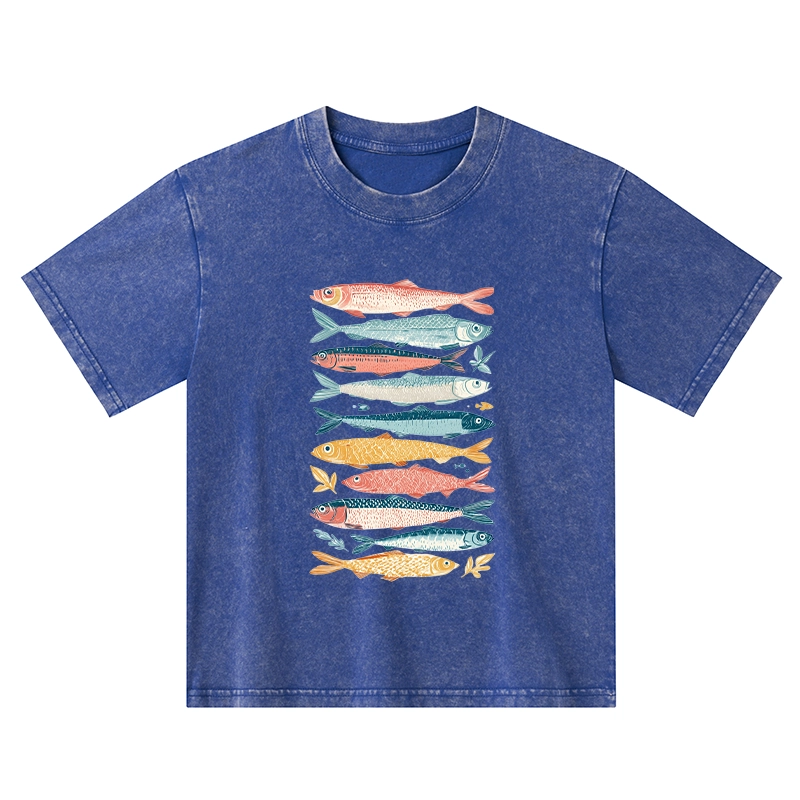 Tokyo-Tiger Beautiful Colorful Fish In The Sea Kids Washed T-Shirt
