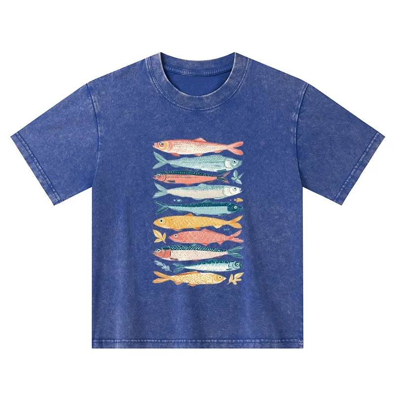 Tokyo-Tiger Beautiful Colorful Fish In The Sea Kids Washed T-Shirt