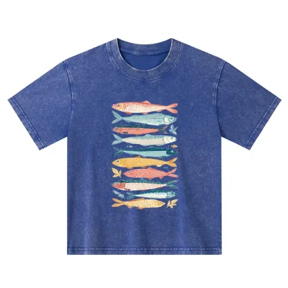 Tokyo-Tiger Beautiful Colorful Fish In The Sea Kids Washed T-Shirt