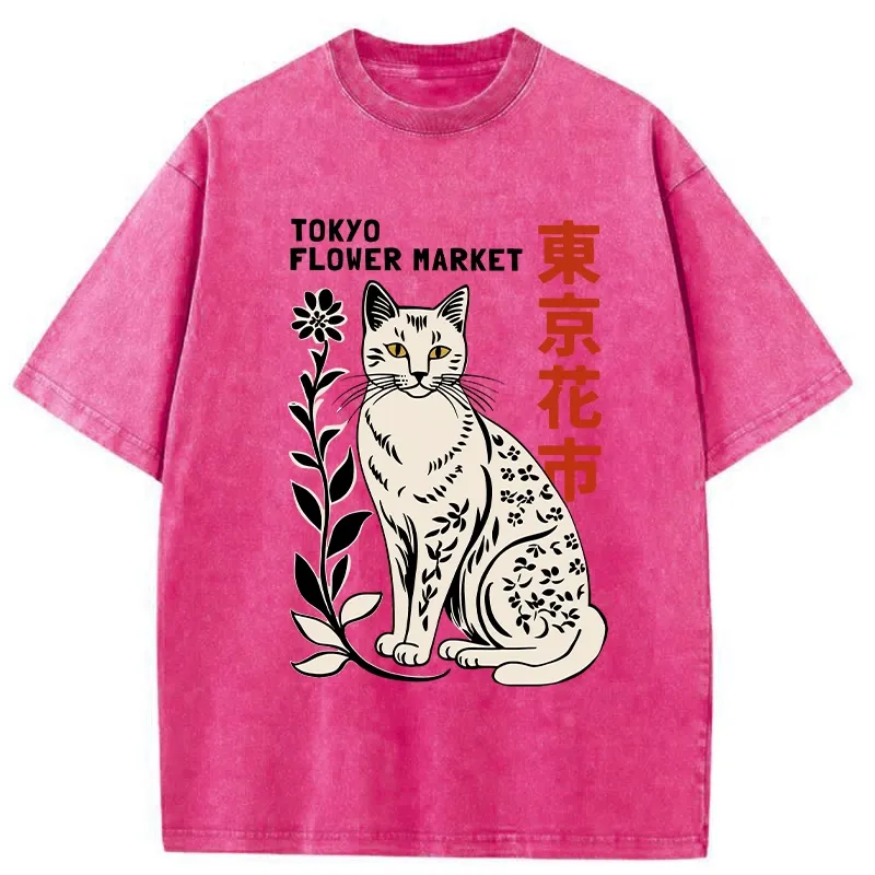 Tokyo-Tiger Flower Market Tokyo Washed T-Shirt