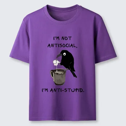 Tokyo-Tiger Cool Crow Sips Calm Coffee Alone Classic T-Shirt