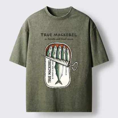 Tokyo-Tiger Funny Meme Vintage Seafood Can Graphic Washed T-Shirt