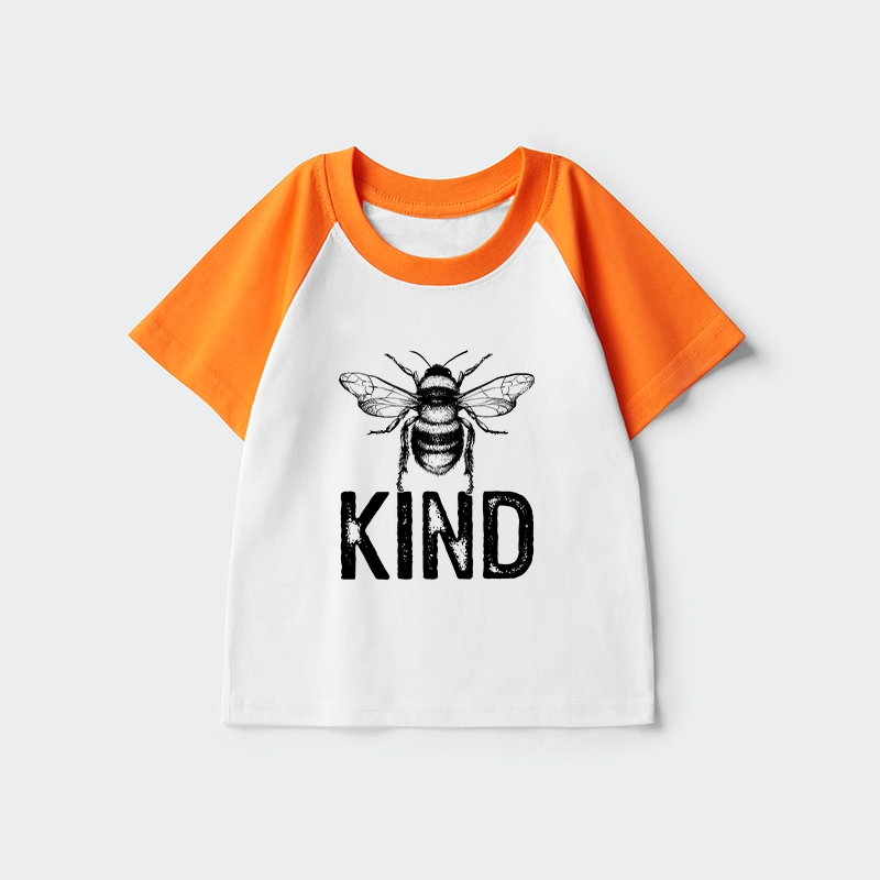 Tokyo-Tiger Minimalist Bee Kind Illustration Kids Raglan T-shirt