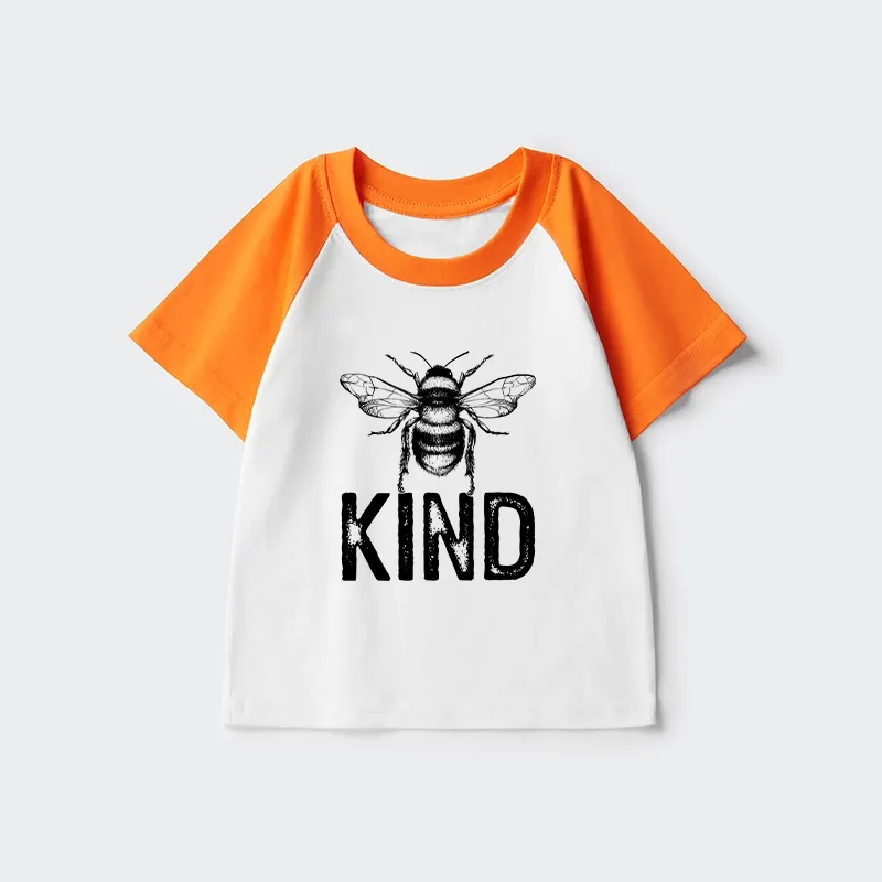Tokyo-Tiger Minimalist Bee Kind Illustration Kids Raglan T-shirt