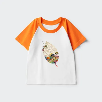 Tokyo-Tiger One Leaf Holds A Tiny Colorful World Kids Raglan T-shirt