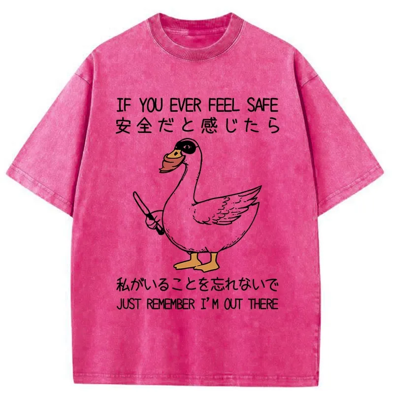 Tokyo-Tiger Funny Goose With Knife Washed T-Shirt
