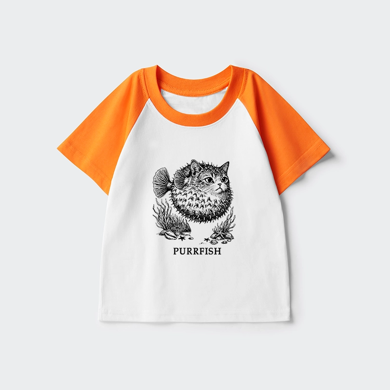 Tokyo-Tiger Spiky Puffer With Cute Cat Head Kids Raglan T-shirt