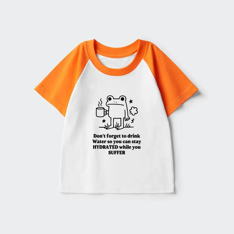 Tokyo-Tiger Frog Says Drink Water Kids Raglan T-shirt Sale
