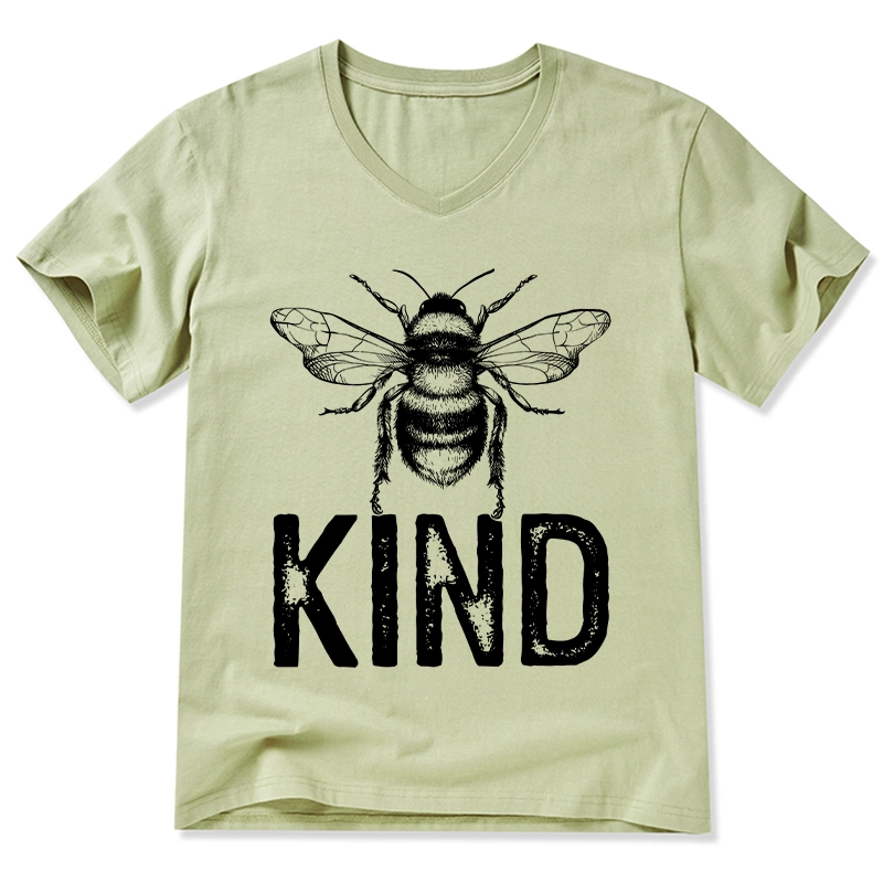 Tokyo-Tiger Minimalist Bee Kind Illustration V-Neck Classic T-Shirt