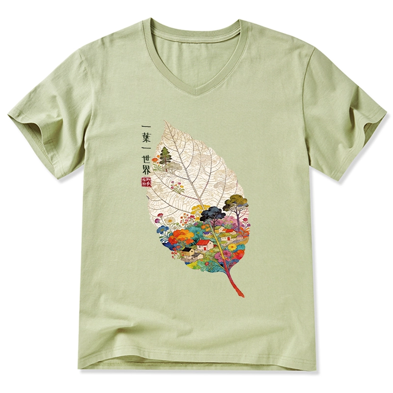 Tokyo-Tiger One Leaf Holds A Tiny Colorful World V-Neck Classic T-Shirt