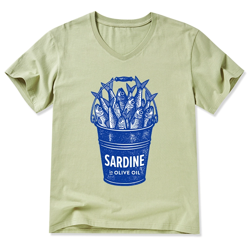 Tokyo-Tiger Vintage Bucket Full Of Fresh Sardines V-Neck Classic T-Shirt