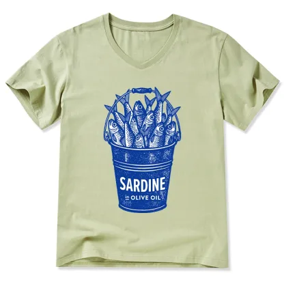 Tokyo-Tiger Vintage Bucket Full Of Fresh Sardines V-Neck Classic T-Shirt