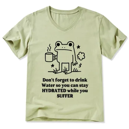 Tokyo-Tiger Frog Says Drink Water V-Neck Classic T-Shirt