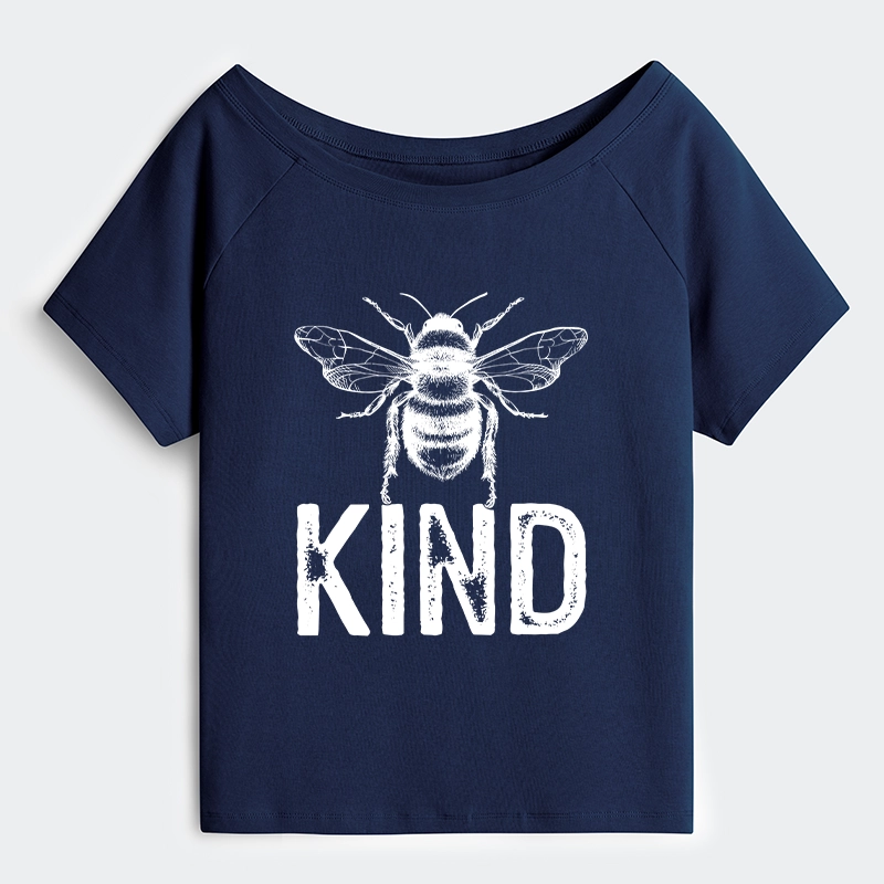 Tokyo-Tiger Minimalist Bee Kind Illustration Off Shoulder T-Shirt