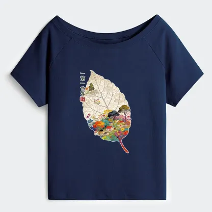 Tokyo-Tiger One Leaf Holds A Tiny Colorful World Off Shoulder T-Shirt