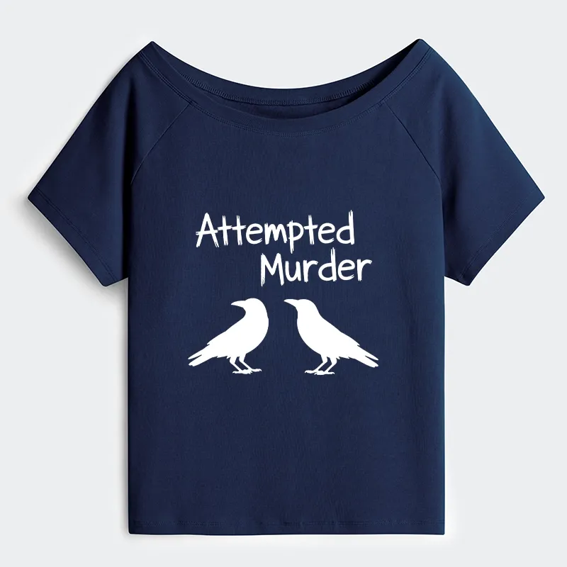Tokyo-Tiger Two Crows Attempted Murder Joke Off Shoulder T-Shirt
