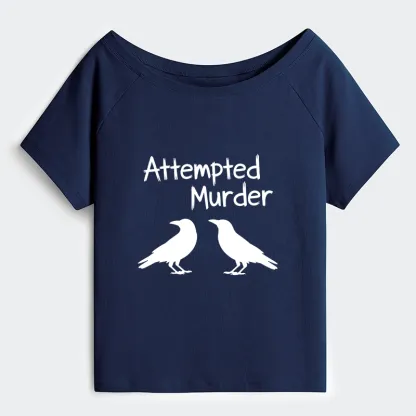 Tokyo-Tiger Two Crows Attempted Murder Joke Off Shoulder T-Shirt