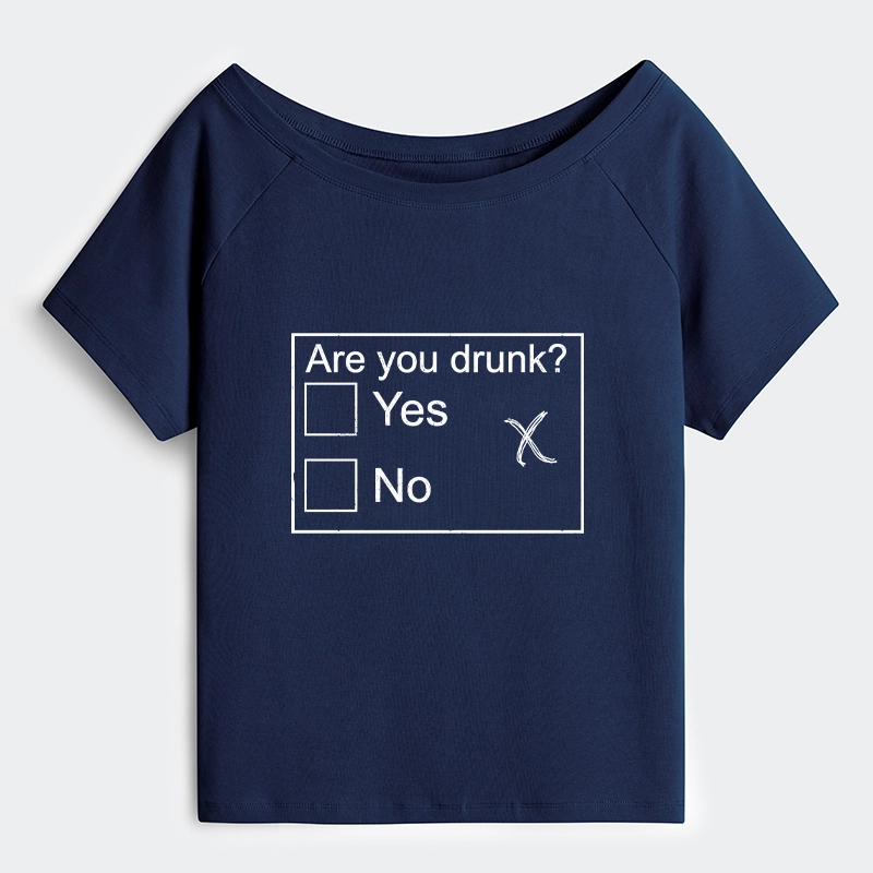 Tokyo-Tiger Confused Drunk Checkbox Graphic Off Shoulder T-Shirt