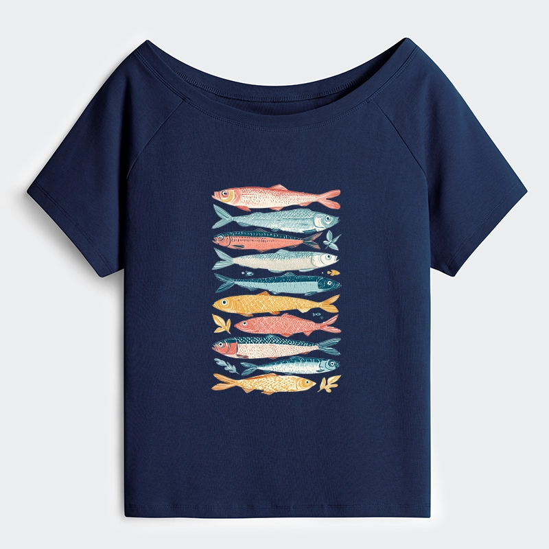 Tokyo-Tiger Beautiful Colorful Fish In The Sea Off Shoulder T-Shirt