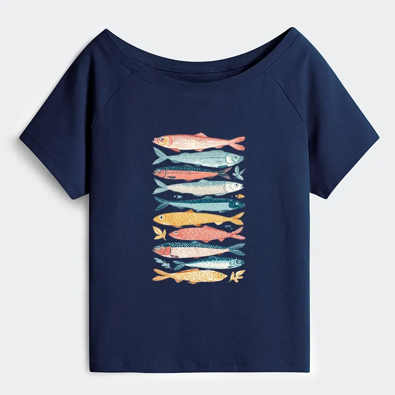 Tokyo-Tiger Beautiful Colorful Fish In The Sea Off Shoulder T-Shirt