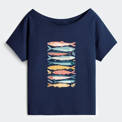 Tokyo-Tiger Beautiful Colorful Fish In The Sea Off Shoulder T-Shirt