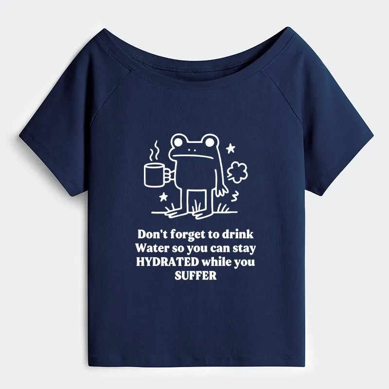 Tokyo-Tiger Frog Says Drink Water Off Shoulder T-Shirt Sale