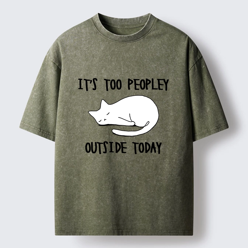 Tokyo-Tiger Funny Meme Quiet Lazy Cat Minimal Line Art Washed T-Shirt