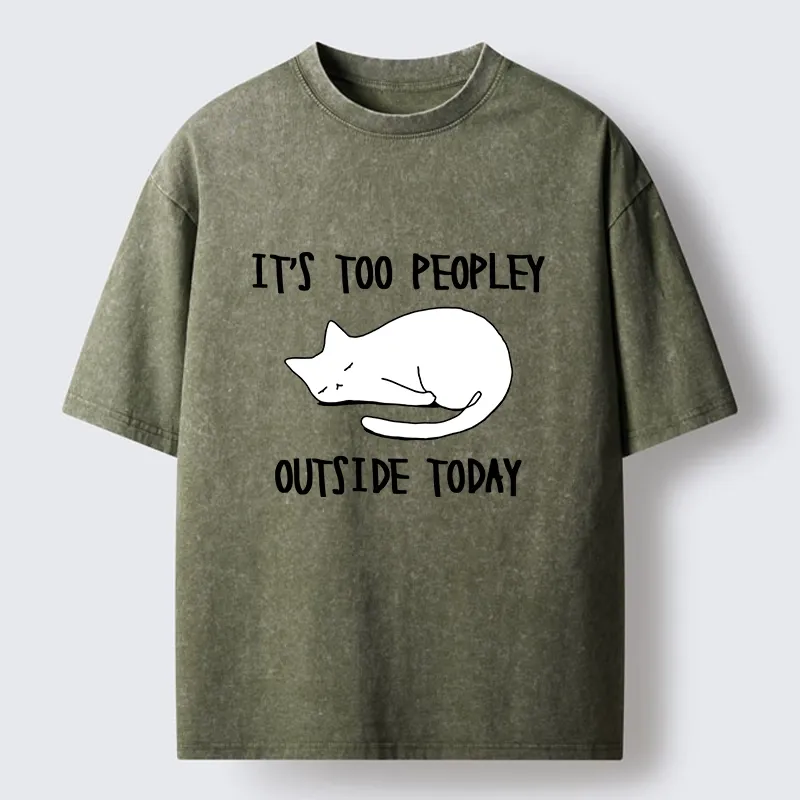 Tokyo-Tiger Funny Meme Quiet Lazy Cat Minimal Line Art Washed T-Shirt