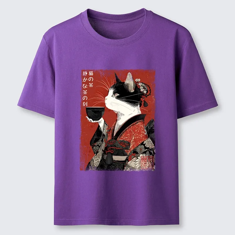 Tokyo-Tiger Kimono Tea Cat Red Vintage Ink Art Classic T-Shirt