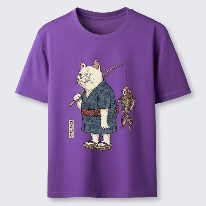 Tokyo-Tiger Kimono Cat Fishing Koi Fish Art Classic T-Shirt