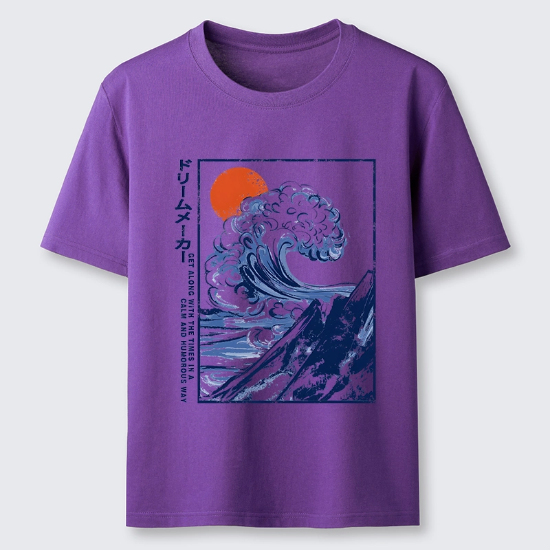 Tokyo-Tiger Big Blue Wave Mountain Sunrise Art Classic T-Shirt