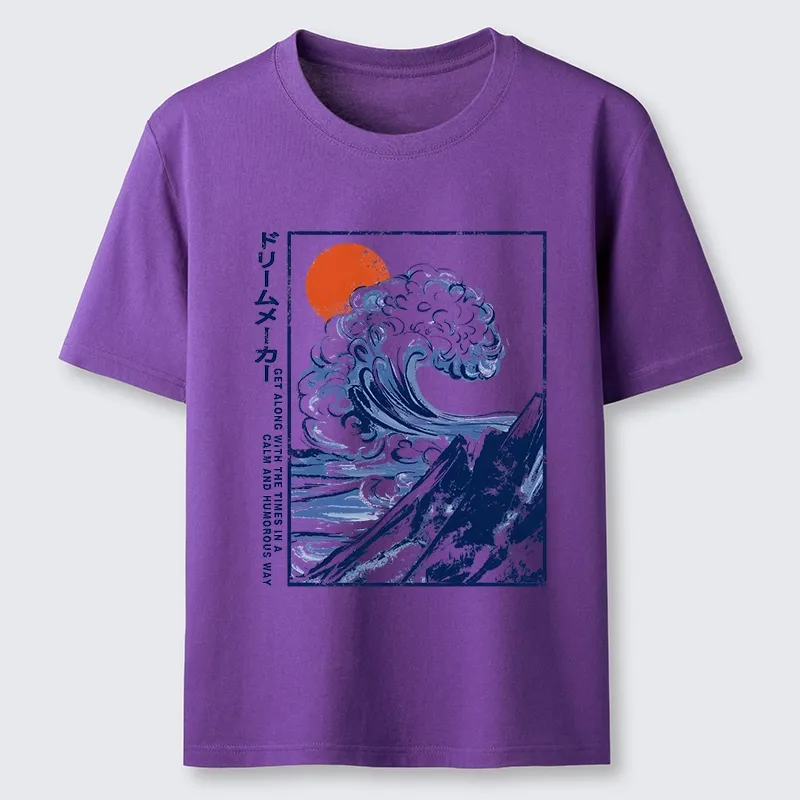 Tokyo-Tiger Big Blue Wave Mountain Sunrise Art Classic T-Shirt