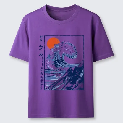 Tokyo-Tiger Big Blue Wave Mountain Sunrise Art Classic T-Shirt