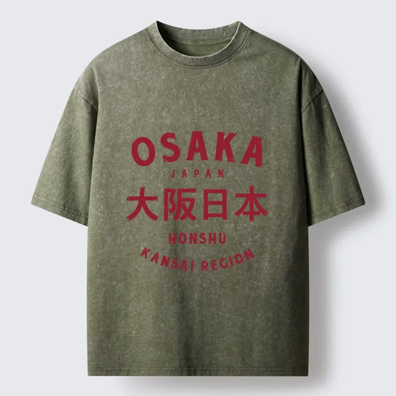 Tokyo-Tiger Vintage Osaka Japan City Graphic Washed T-Shirt