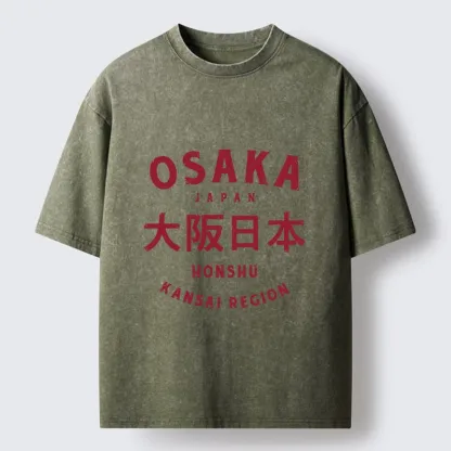 Tokyo-Tiger Vintage Osaka Japan City Graphic Washed T-Shirt