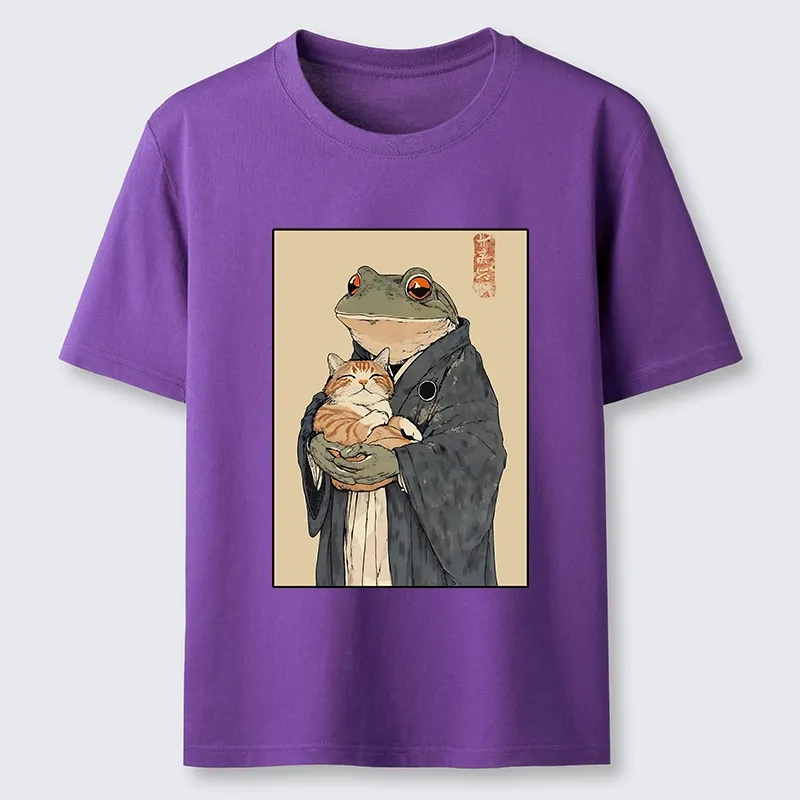 Tokyo-Tiger Frog Holds Sleepy Cat Classic T-Shirt